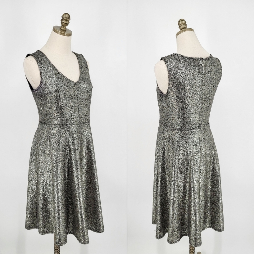 Torrid Sleeveless Dress Metallic Sparkle Silver Black Size 00 10